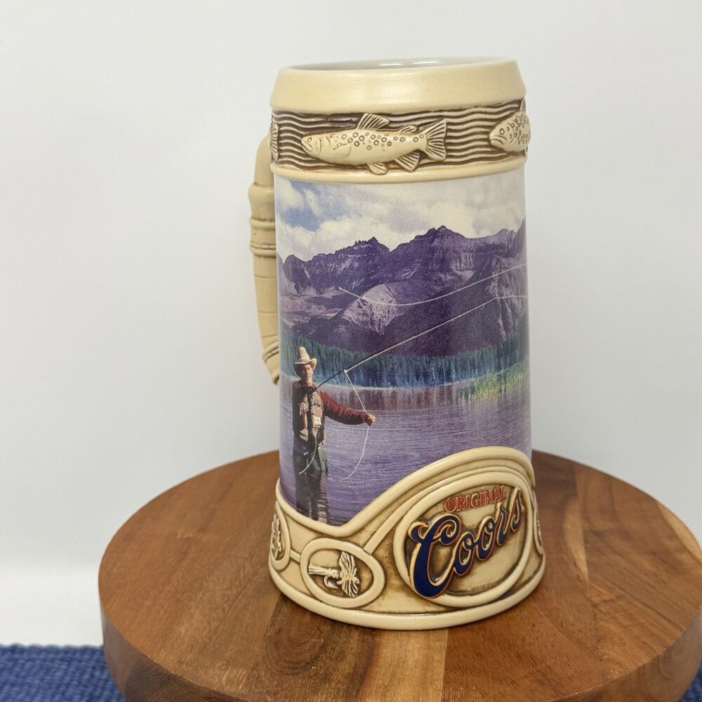 Coors 1996 Limited Edition Beer Stein Life in the Rocky Mountains "Fly Fishing"